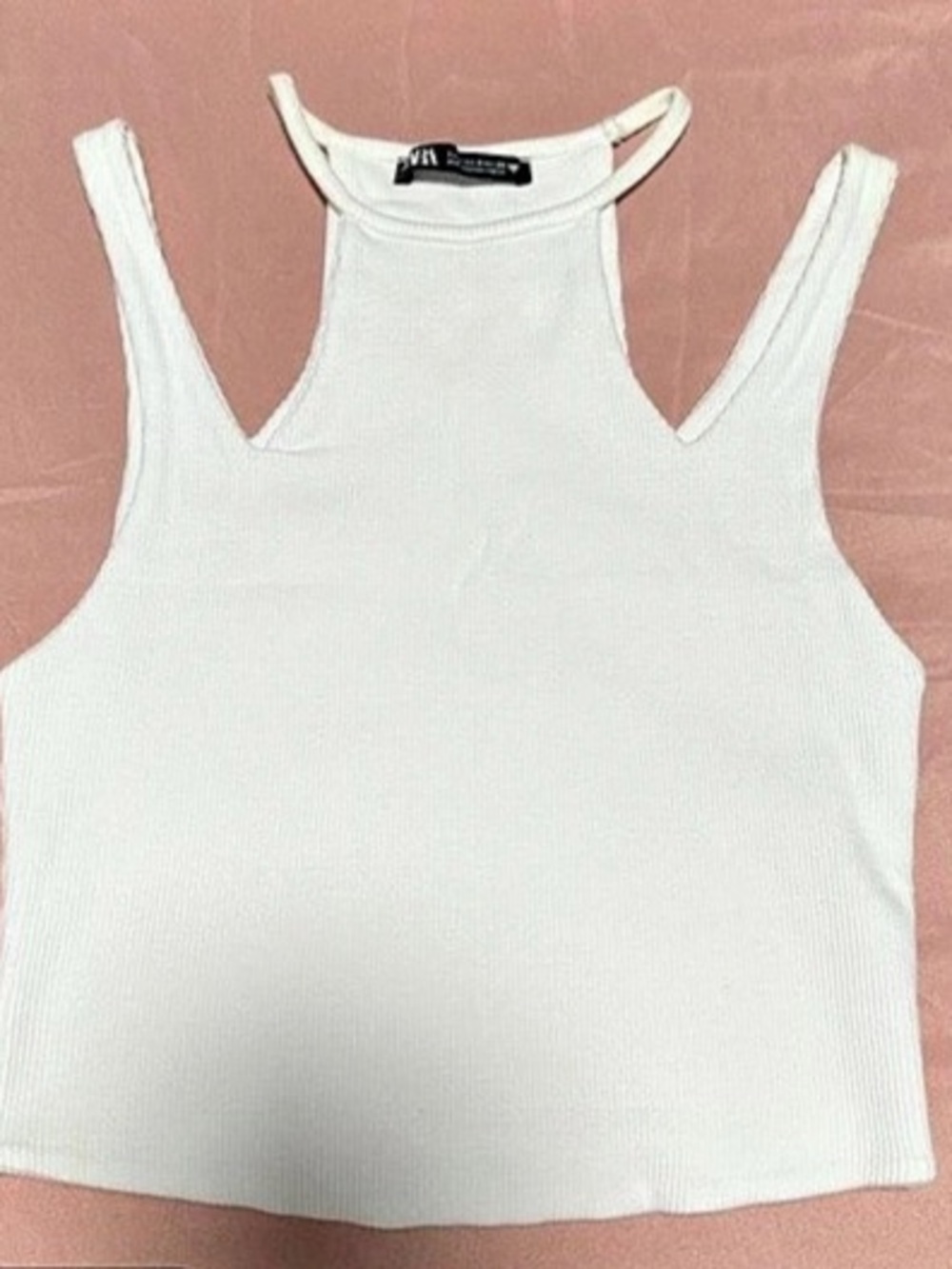 Zara White Cut Out Tank Top Cut Out Tank Top in White Like New